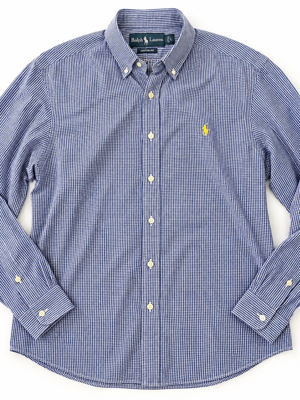 Ralph Lauren Custom Fit Blue White Gingham Button Down Shirt